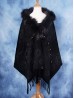Wool Cape W/ Faux Fur and Rhinestones